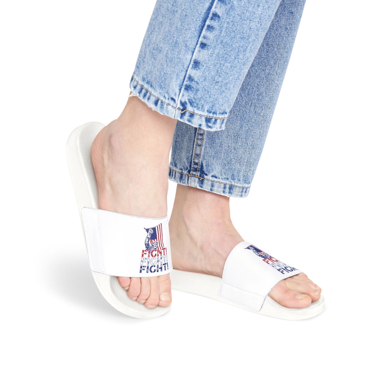 Trump Fight, Fight, Fight Women's Sandals (White)